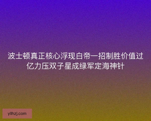 波士顿真正核心浮现白帝一招制胜价值过亿力压双子星成绿军定海神针